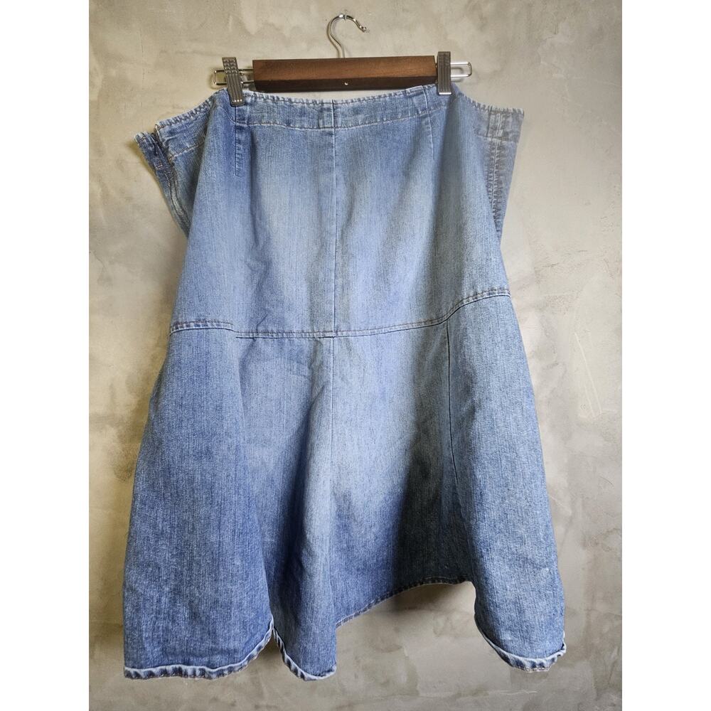 Venezia Denim Asymmetric Longer In Back A-Line Midi Skirt Blue Plus Size 22 - Picture 2 of 6